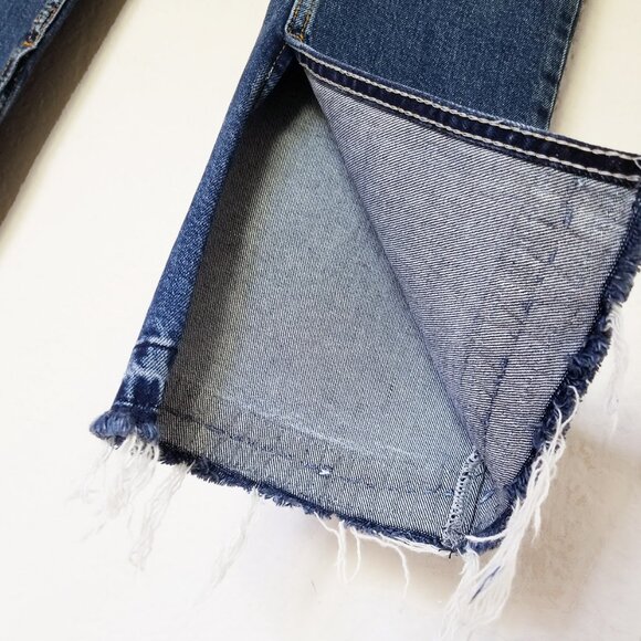 FREE PEOPLE We The Free Emmy High Waist Bootcut Jean Slit Frayed Hem Blue 25 $98 - Picture 10 of 16